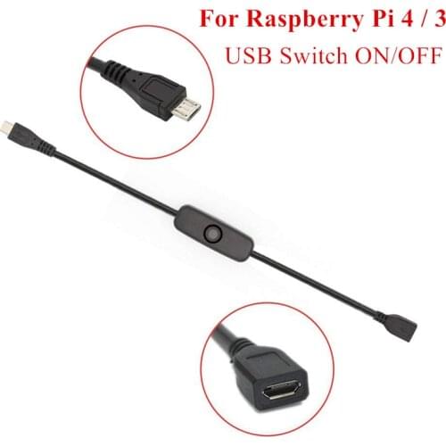 Aokin Raspberry Pi 4B Type C USB Cable With ON/OFF Switch Power Control Toggle For Raspberry Pi 4 3 Model B+/ B/2/Zero/W Supply
