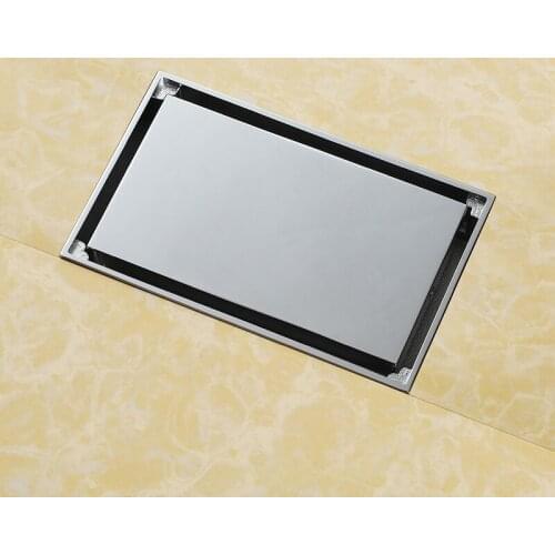 High quality Chrome solid brass 140 x 90mm square anti-odor floor drain bathroom invisible shower drain