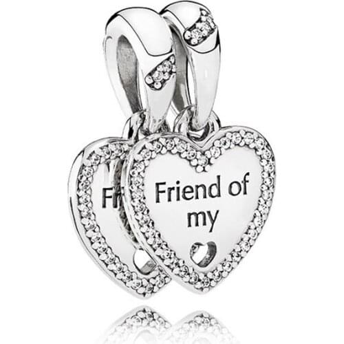 100% 925 Sterling Silver Charm New Heart Of Friendship Pendant Fit Pandora Women Bracelet & Necklace Diy Jewelry