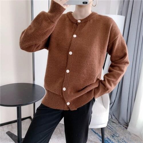 [ZAYAU]Knitwear Spring Autumn New Slim Cardigan Top Button womens Simple Loose Lazy Style Coat 2021