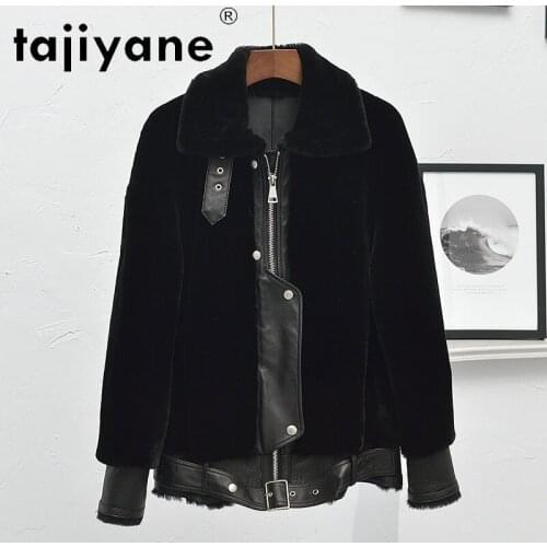 Women Coat Winter Real Fur Coats Womens Genuine Leather Jacket Woman 100% Wool Jackets Korean Style Veste Femme TN2002