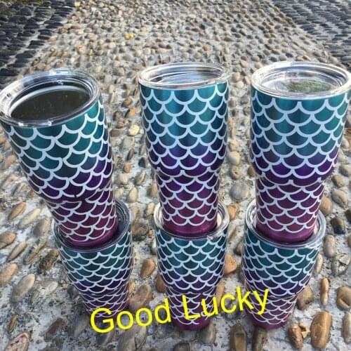 10pcs/lot Wholesale cheap price 30 oz Double Wall Stainless Steel Vacuum Insulated Mermaid Scales Tumbler Cups