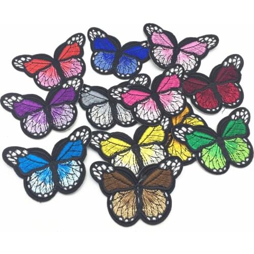 120pcs Mixed Butterfly Patches Iron On Or Sew Fabric Sticker For Clothes Embroidered Appliques DIY Badge