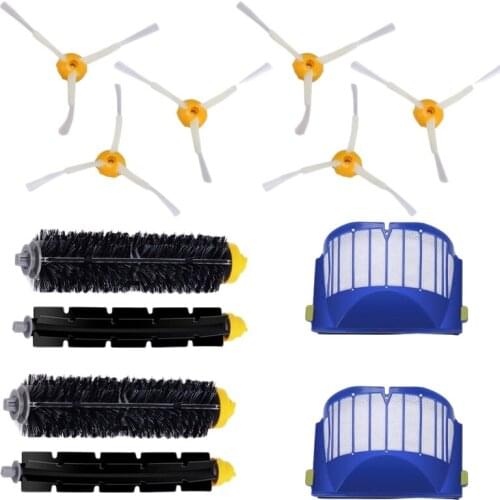 2 Blue Aerovac Filter+2 Set Main Brush Kit+6 Side Brush For Irobot Roomba 600 Series 620 630 650 660 Accessory Replacment