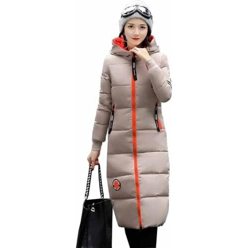 2019 Parka Women Winter Coats X-Long Cotton Casual Hooded Jackets Women Warm Winter Parkas Female Overcoat Coat Plus size G451