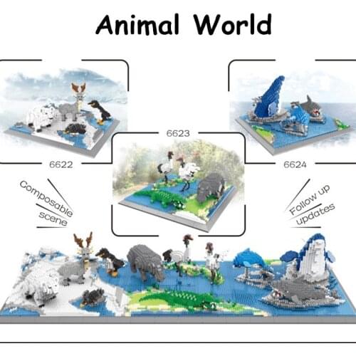 New Design 3D Model Animal World DIY Small Particle Building Diamond Block Arctic Sea Land Animal Antelope Toy Assembly Brick