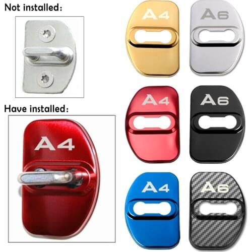 4pcs auto Door Lock Car sticker cover Protect Buckle Cover Latch For Audi A1 A3 A4 A5 A6 A7 A8 Q3 Q5 Q7 S8 TT