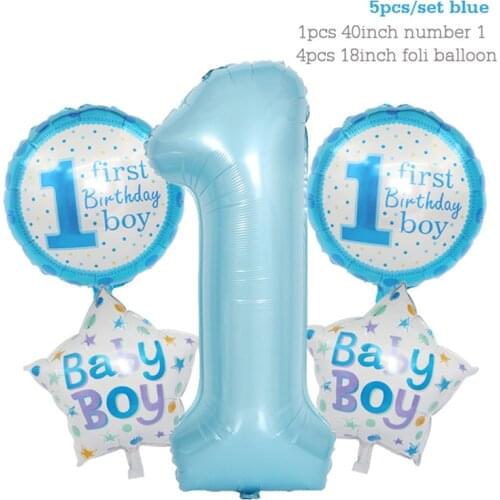 5pcs Helium Balloon Round 1st Birthday Decoration Baloons Foil Balloons Happy Birthday Balloon Party Decoration Anniversaire