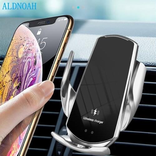 Automatic 15W Qi Car Wireless Charger for iPhone 12 11 XS XR X 8 Samsung S20 S10 Magnetic USB Infrared Sensor Phone Holder Mount