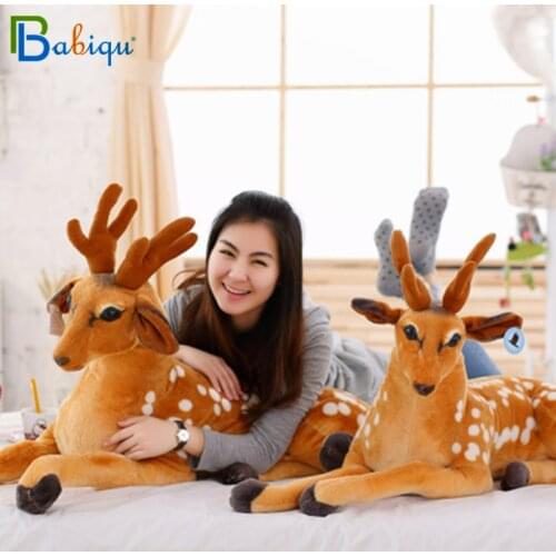 Babiqu 1pc 75-110cm Big Simulation Animal Sika Deer Plush Toys Stuffed Cute Giraffe Dolls for Kids Baby Creative Home Decor Gift