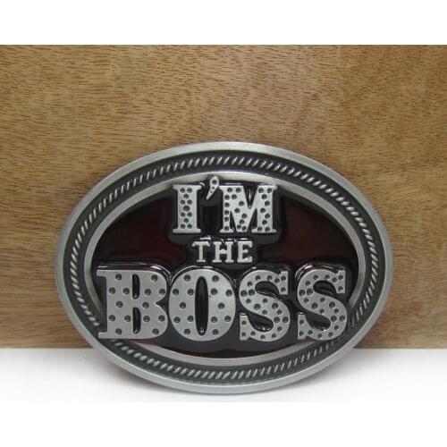 BuckleClub zinc alloy I'm the boss music belt buckle jeans gift belt buckle FP-03007 pewter finish 4cm width loop drop shipping
