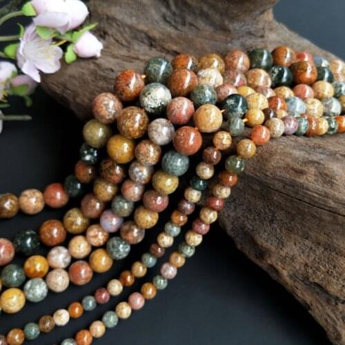 8-12mm Natural Round Ocean Agates Gobi Agates Beads For Jewelry Making Beads Bracelets Gift 15'' Needlework DIY Beads Trinket