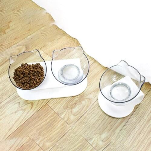 Double Cat Bowl For Water Transparent Non-Slip Food For Dogs withstand plastic Bowls Eating Pet Feeder With Stand Dropshipping