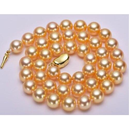 Fine jewelry Elegant 7-8mm Natural Gold pearl necklace 18 INCH