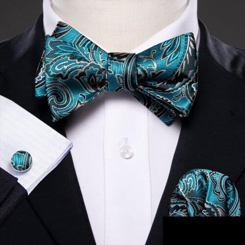 Self Bow Ties For Men Silk Butterfly Men Tie Dark Red Polka Dot Hanky Cufflinks Suit Collar Removable Necktie Barry.Wang LH-1019