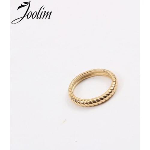 Joolim High End 18K Gold PVD Fashion Retro Easiest Twisted Rings for Women Stainless Steel Jewelry Wholesale