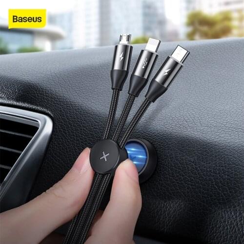 Baseus 3 in 1 USB to Type C Micro USB IP Charging Cable Wire For Car 3.5A 1M Charge Cable For iPhone For Xiaomi Phone Cable
