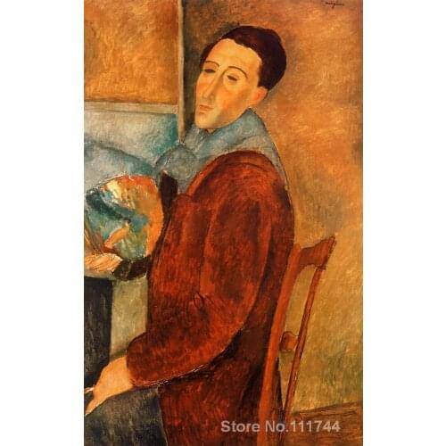 Handmade Oil Painting Self Portrait by Amedeo Modigliani office wall art High quality