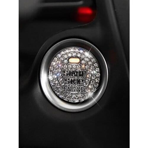 Engine Ignition Push One-key Start Stop Button Diamond Protective Cover Trim Sticker For Mazda