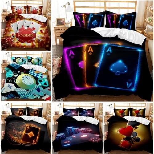 Erosebridal Poker Comforter Cover Card Game Bedding Set Gamer Playing Duvet Cover Retro Game Red Black Quilt Cover Decoration
