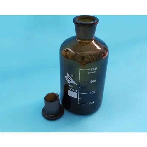 Brown Reagent bottle,Narrow neck with standard ground glass Hollow/Solid stopper,Clear,Ordinary glass,1000ml,Sample Vials