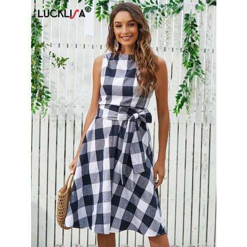 Модные платья в клетку LUCKLISA China At AliExpress