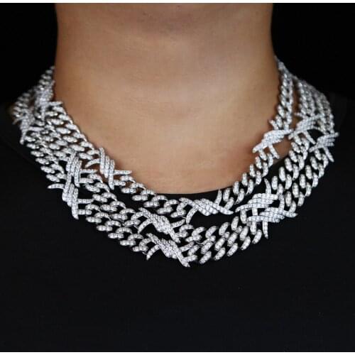 2020 hip hop men necklace with cz paved twist cuban chain wide necklace for men party heavy long necklace jewelry wholesale