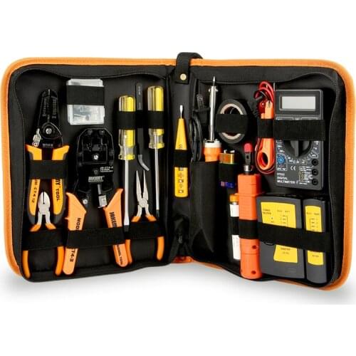 17in1 Network Maintenance Tools Kit Professional Telecommunication Tool Set Measuring Pen Wire Clamp Bag Combination