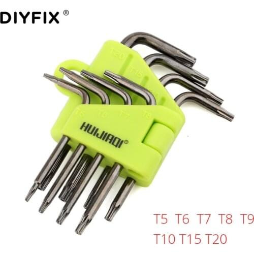 DIYFIX Mini Torx Key Star Wrench Screwdriver Set T5 T6 T7 T8 T9 T10 T15 T20 for Macbook/Xbox one/PS4/HDD Repair Tools Kit
