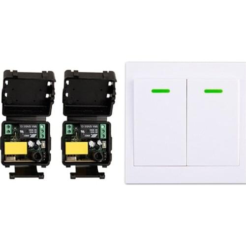 New AC220 V 1CH Wireless Remote Control Switch System 2*Receiver + Wall Panel Remote Transmitter Sticky Remote Smart Home Switch