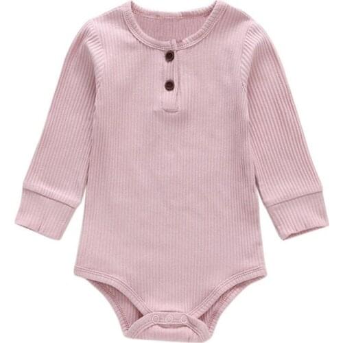 Toddler Baby Girls Clothes Basic Pure Color Outfit Long Sleeve Cotton Romper Baby Clothing