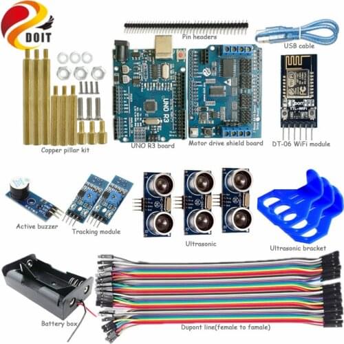 Official DOIT WiFi Control 2-way Tracking 3-way Ultrasonic Obstacle Avoidance Smart Car kit for Arduino