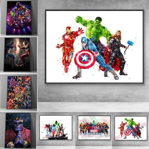 Marvel Avengers Superhero Paintings Canvas Painting Funny Movie Poster and Print Wall Art Picture Kids Room Home Decor Cuadros