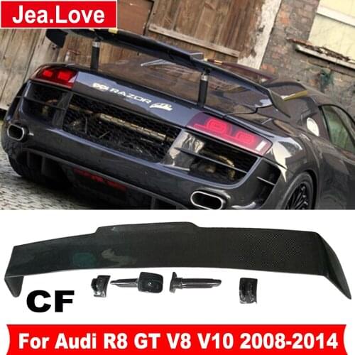 PPI Style Real Carbon Fiber Rear Trunk Wing Lip Spoiler Tail Decoration For Audi R8 GT V8 V10 2008-2014 Car Modification