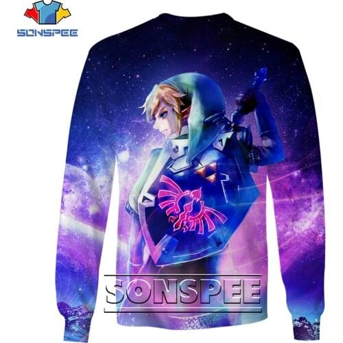 SONSPEE Adventure Game Zelda Handsome Sweatshirt 3D Printing Men Women’s Spring Autumn Harajuku Man Oversize Sweatshirts Kid Top