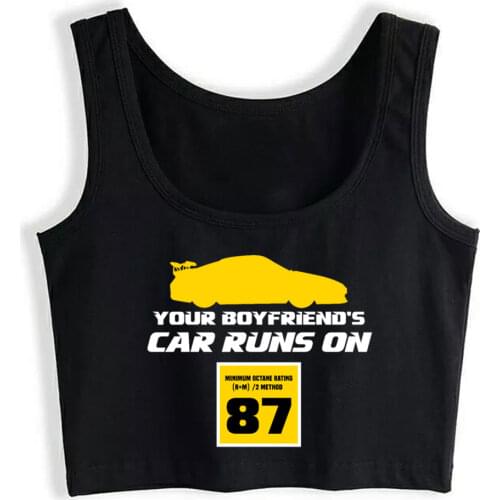 Crop Top Sport Car Runs On 87 Octane Racecar Boyfriend Na V8 Gift Street Vintage Print Tops Women