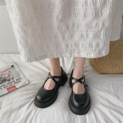 Spring Platform Women Lolita Shoes Thick Bottom Ladies Oxfords Women Patent Leather Mary Jane Shoes College Student Shoes