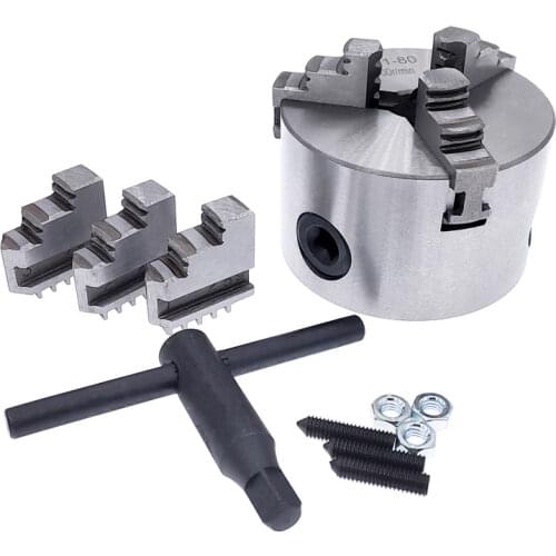 1PCS K11-80 3 Jaws Manual Lathe Chuck With Turning Machine Tools Accessories K11-80 3-Jaw Lathe Chuck Self-Centering Metal New