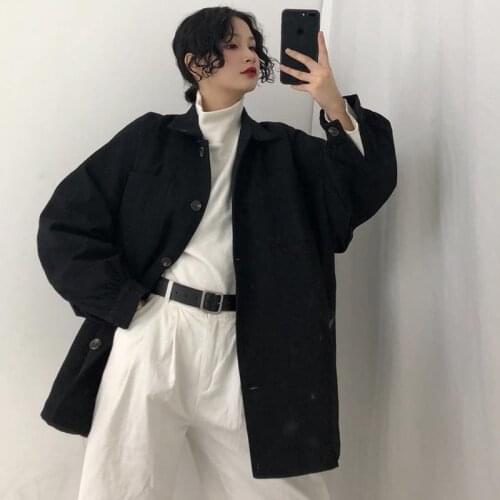 HOUZHOU Vintage Women Blouse Harajuku Long Sleeve Oversize Turn Down Collar Workwear Shirts Female Korean Style Spring Pockets