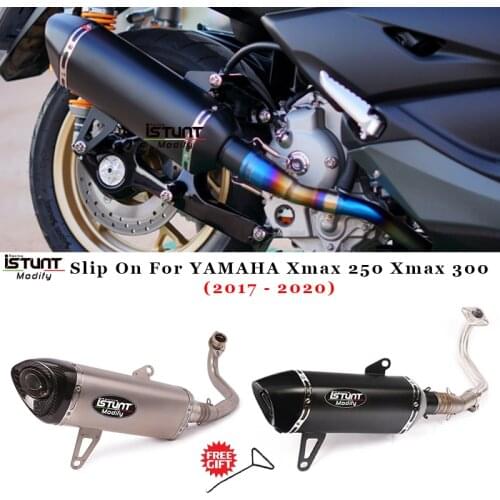XMAX250 300 Motorcycle Full Exhaust System Muffler Front Mid Link Pipe Slip On For Yamaha 2017 - 2020 XMAX 250 XMAX 300 Refit