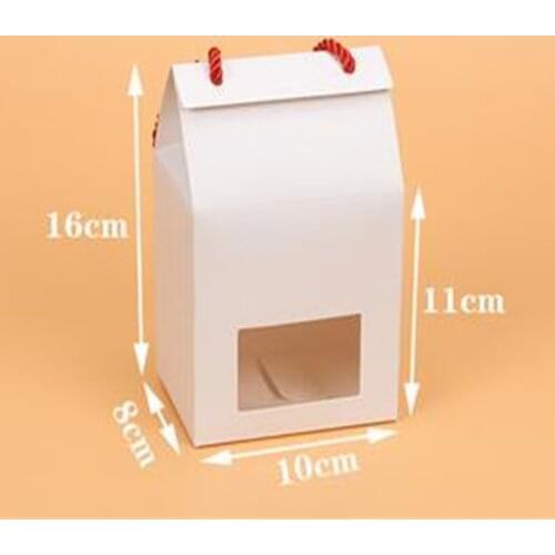 10pcs Kraft Paper Cake Box with Rope Small Gift Boxes with Clear Window Cupcake/Cookie Packaging Box Carton Box Free Shipping