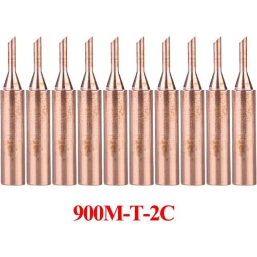 10Pcs/lot 900M-T-2C Copper Soldering Iron Tip Lead-free Welding Head For 936/937/938/969/8586/852D Soldering Station