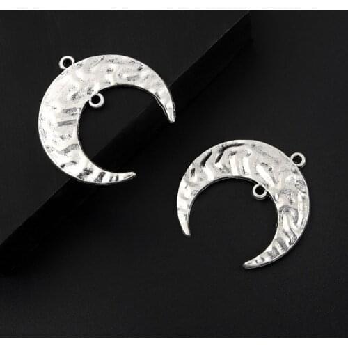 10pcs Silver Color 33.5x32mm Half Moon Charms Blank Connector Pendant Fit DIY Jewelry Making Handcrafted Accessories