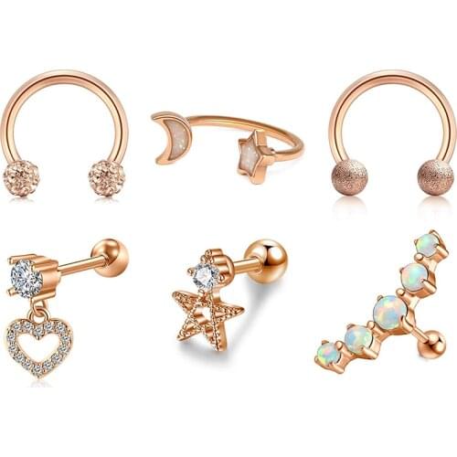 16G Stainless Steel Cartilage Earrings Tragus Helix Earring Piercing for Women Girls