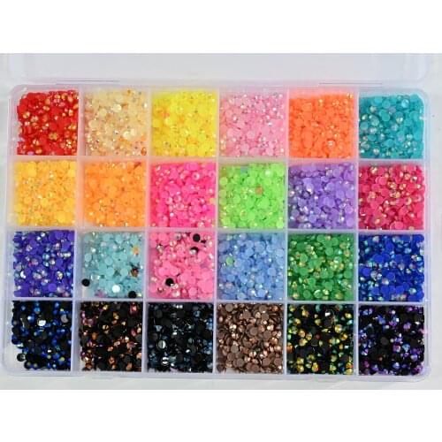 24000Pcs Nail Crystals AB Rhinestones Round Beads Flatback Resin Stones Gems For Nail Art Decoration Colorful Rhinestone 3/4/5mm