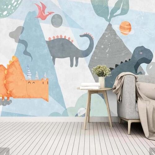 3D Carton Dinosaur Wallpaper Mural Print Photo Wallpaper for Kids Bedroom Wall Decor Art Wall Paper Star Volcano Painting Murals