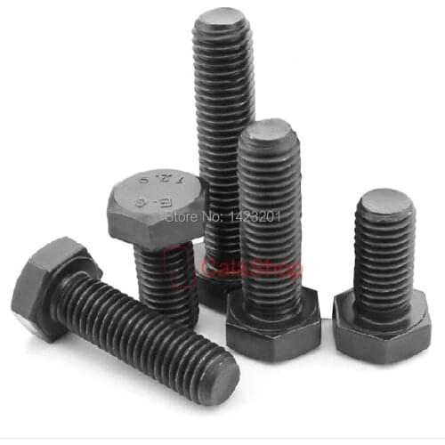 50 Pcs/ Lot M6 Hex bolts Carbon steel hex screw thread Hardware Accessory Hexagon Craft Tool Carbon steel Metal fitting DIY
