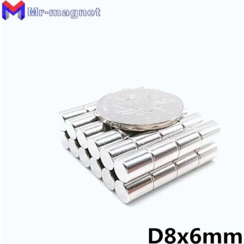 50pcs strong cylinder magnet 8*6mm Dia 8mmx6mm N35 Rare earth neodymium 8x6mm magnet 8x6 art craft fridge D8x6mm magnet 8*6
