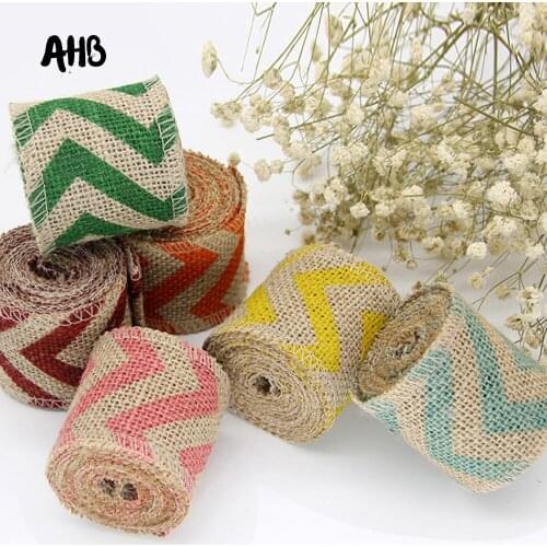 60mm Hemp Ribbon Colorful Wave Printed Ribbon Handmade Party Wedding Decor Costume Crafts DIY Gift Wrapping Materials 2m/roll
