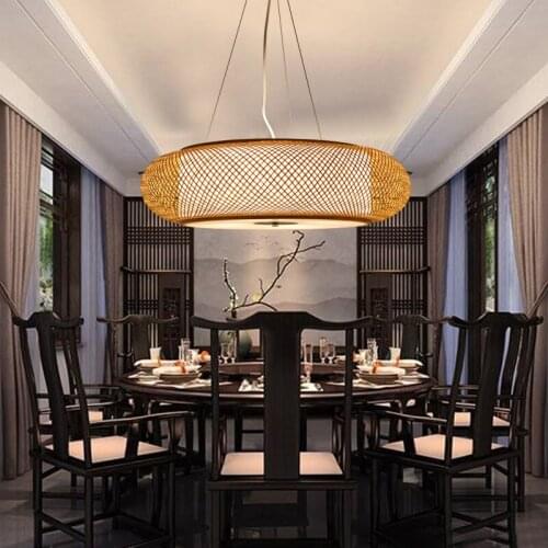Hand Make Bamboo Ceiling Light Chinese Style Hanging Ceiling Cover Lamps for Living Room Dining Room Lighting Ceiling Home Deco